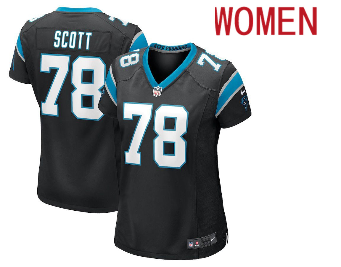 Women Carolina Panthers #78 Trent Scott Nike Black Game NFL Jersey